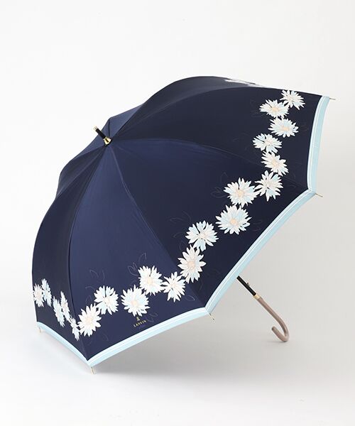 MOONBAT / ムーンバット 傘 | 雨傘 長傘 サテン花柄プリント（ネイビーブルー）