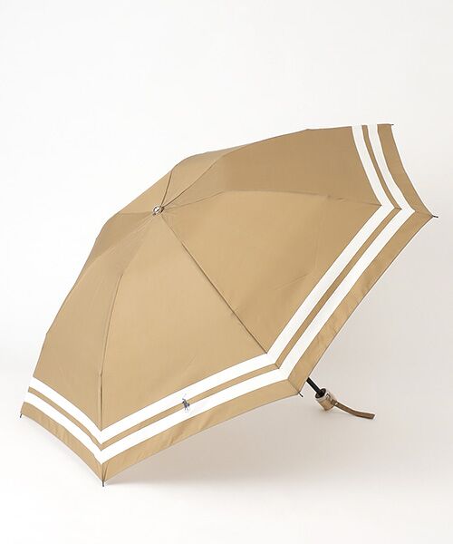 MOONBAT / ムーンバット 傘 | 雨傘 ミニ傘 プリント裾ボーダー（ベージュ）