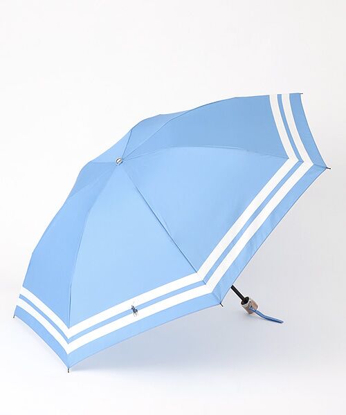MOONBAT / ムーンバット 傘 | 雨傘 ミニ傘 プリント裾ボーダー（サックスブルー）