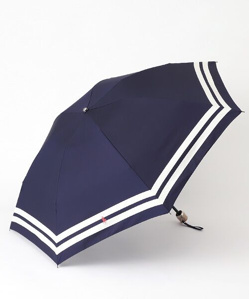 MOONBAT / ムーンバット 傘 | 雨傘 ミニ傘 プリント裾ボーダー（ネイビーブルー）
