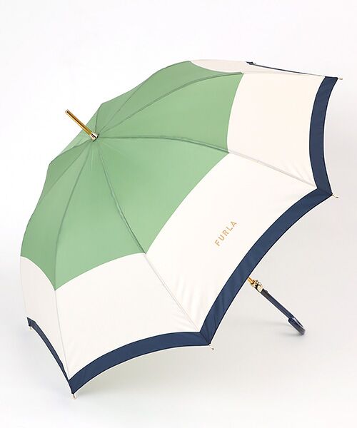 MOONBAT / ムーンバット 傘 | 雨傘 長傘 プリントカラーボーダー 耐風（ライトグリーン）