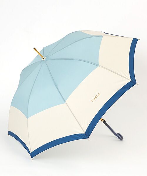 MOONBAT / ムーンバット 傘 | 雨傘 長傘 プリントカラーボーダー 耐風（サックスブルー）