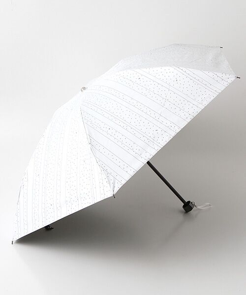 MOONBAT / ムーンバット 傘 | 日傘 晴雨兼用ミニ ストライプドットプリント（オフホワイト）