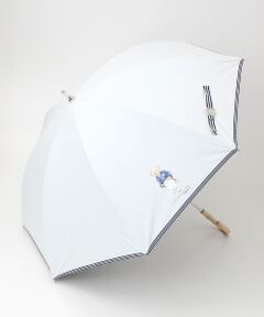 日傘 晴雨兼用長傘 ポロベア ストライプリボン フワクール