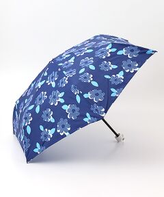 雨傘 折りたたみ傘  耐風ミニ 55cm UV ストライプフラワー