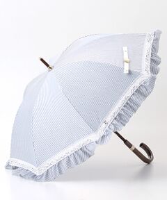 MOONBAT / ムーンバット 傘 | 日傘 晴雨兼用 長傘 ポロ　ラルフ　ローレン (POLO RALPH LAUREN) ストライプフリル 遮光 遮熱 UV