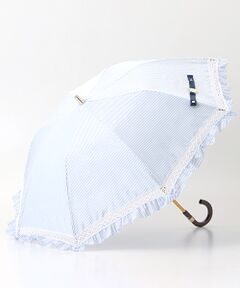 MOONBAT / ムーンバット 傘 | 日傘 晴雨兼用 折りたたみ傘 ポロ　ラルフ　ローレン (POLO RALPH LAUREN) ストライプフリル 遮光 遮熱 楽々開閉 UV