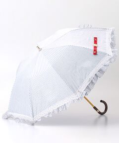 値下げ不可　ポロ・ラルフ・ローレン 折りたたみ日傘 ストライプ 遮光 晴雨兼用折りたたみ日傘 ”ストライプフリル”（折りたたみ傘