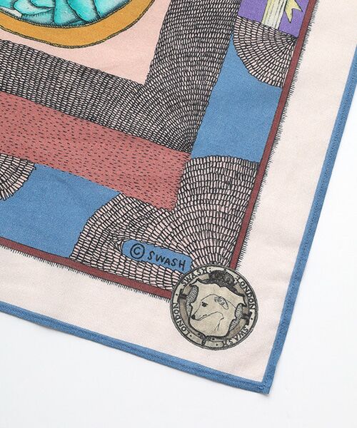 MOONBAT / ムーンバット マフラー・ショール・スヌード・ストール | ネックアイテム  コットンスカーフ Abstract Amusement 66×66cm インド製 | 詳細4