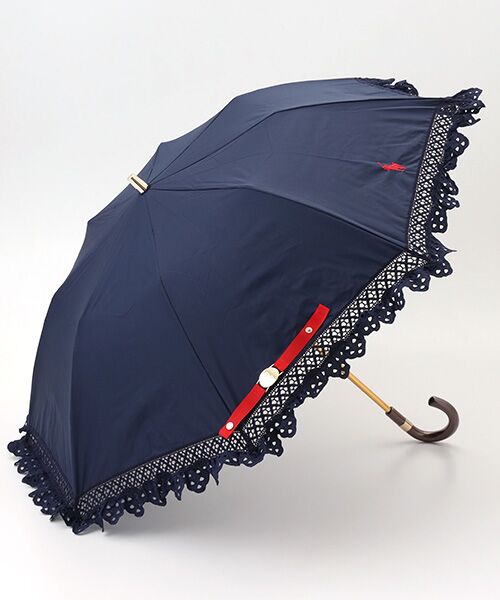 MOONBAT / ムーンバット 傘 | 【遮光/晴雨兼用日傘】POLO RALPH LAUREN(ポロ ラルフローレン) エンブフリル 長傘 遮熱 UV（ディープブルー）