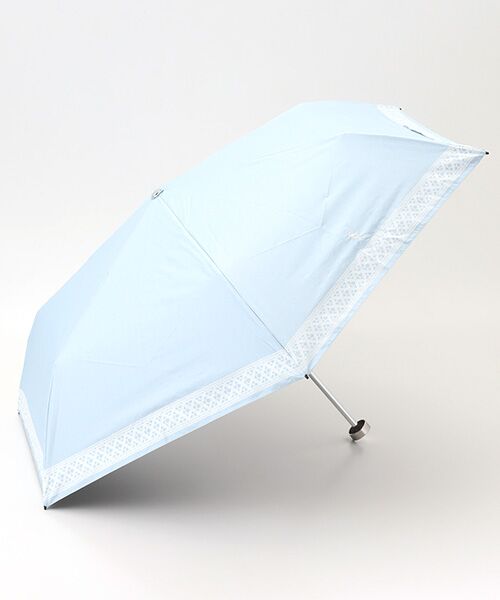 MOONBAT / ムーンバット 傘 | 【WEB限定/ 遮光率100％/遮熱/UV】POLO RALPH LAUREN（ポロ ラルフローレン）晴雨兼用日傘 ワンポイント ポロポニー レース 折りたたみ傘 （ペールスカイ）