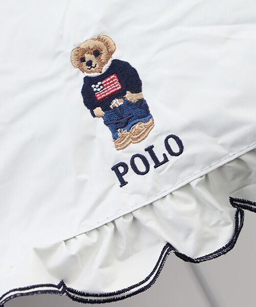 MOONBAT / ムーンバット 傘 | 【WEB限定/遮光率100%/遮熱/UV】POLO RALPH LAUREN（ポロ ラルフローレン）晴雨兼用日傘 ワンポイント ポロベア刺繍 フリル 折りたたみ傘 長折タイプ | 詳細1