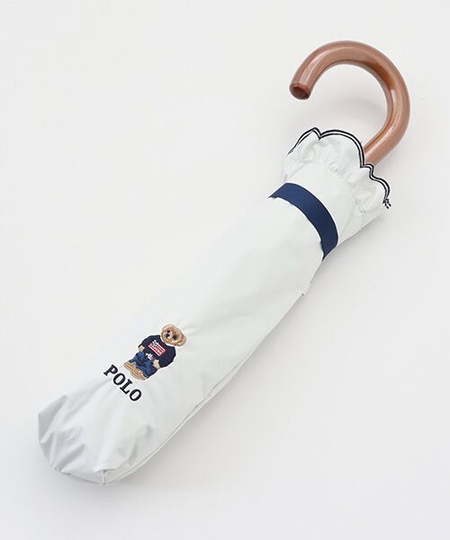MOONBAT / ムーンバット 傘 | 【WEB限定/遮光率100%/遮熱/UV】POLO RALPH LAUREN（ポロ ラルフローレン）晴雨兼用日傘 ワンポイント ポロベア刺繍 フリル 折りたたみ傘 長折タイプ | 詳細2