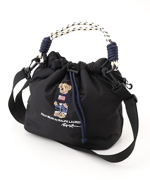 MOONBAT / ムーンバット 傘 |  FLAG BEAR ポロベア ショルダー レインバッグ 無地 刺繍 傘袋（ブラック）