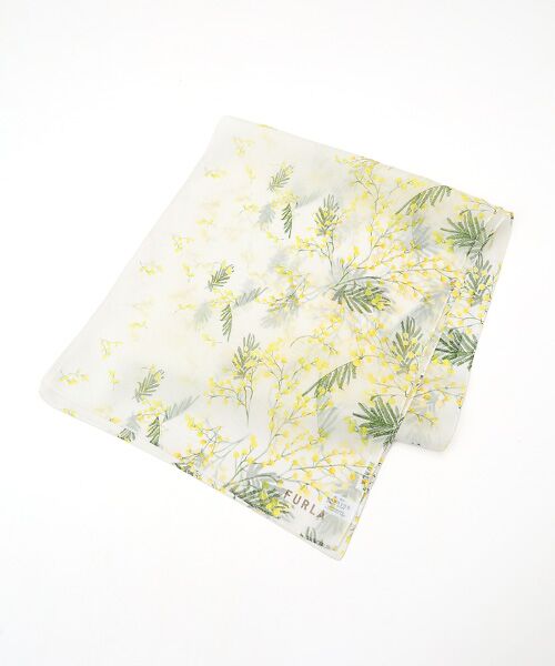 MOONBAT / ムーンバット バンダナ・スカーフ | 【シルク100%】ミモザ シルクシフォンプリントスカーフ 150cm×35cm（ライトイエロー）