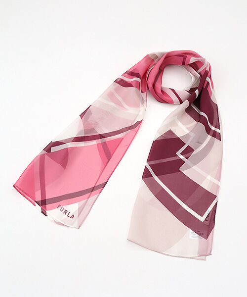 MOONBAT / ムーンバット バンダナ・スカーフ | 【シルク100%】アーチロゴ 幾何学柄 シルクシフォンプリントスカーフ 150cm×35cm | 詳細5