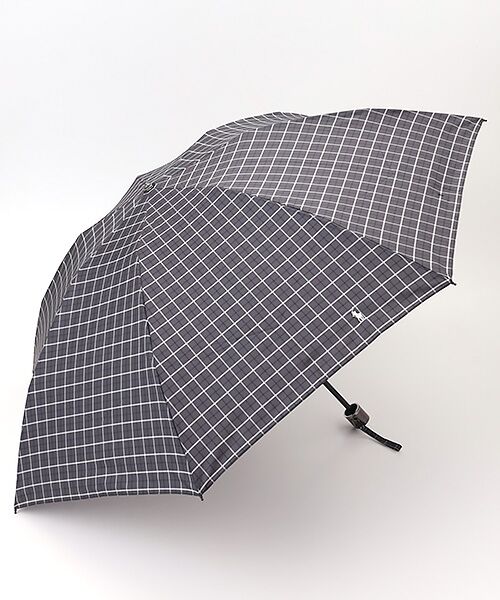 MOONBAT / ムーンバット 傘 | 【折りたたみ雨傘】ロゴ刺繍 メンズ チェック柄 折り畳み傘 60cm（チャコールグレー）
