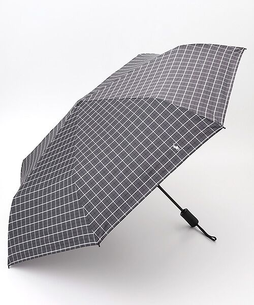 MOONBAT / ムーンバット 傘 | 【自動開閉式折りたたみ雨傘】ロゴ刺繍  メンズ ワンタッチ チェック柄 60cm（チャコールグレー）