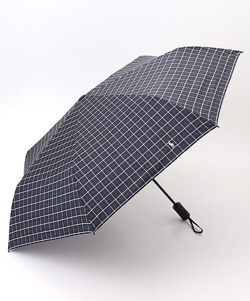 MOONBAT / ムーンバット 傘 | 【自動開閉式折りたたみ雨傘】ロゴ刺繍  メンズ ワンタッチ チェック柄 60cm（ブラック）