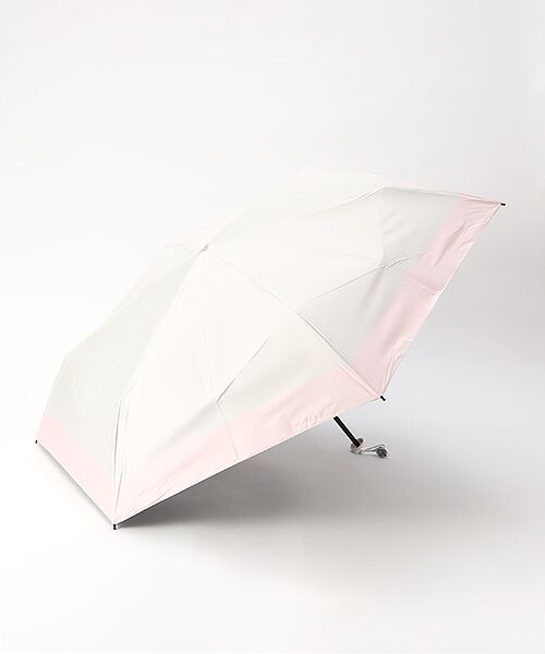 MOONBAT / ムーンバット 傘 | 【晴雨兼用折りたたみ日傘】ウラワザ(urawaza）ボーダー 折りたたみ傘 晴雨兼用 遮光100% UV100% 55cm（ペールピンク）