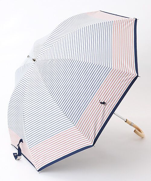 MOONBAT / ムーンバット 傘 | 日傘 晴雨兼用長傘 ポロ ラルフ ローレン（POLO RALPH LAUREN）軽量 ボーダー（オフホワイト）
