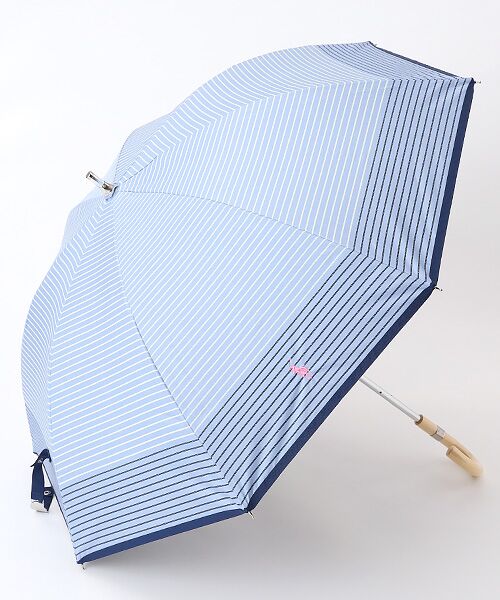 MOONBAT / ムーンバット 傘 | 日傘 晴雨兼用長傘 ポロ ラルフ ローレン（POLO RALPH LAUREN）軽量 ボーダー（ペールスカイ）