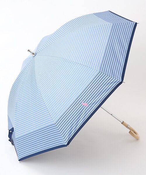 MOONBAT / ムーンバット 傘 | 日傘 晴雨兼用長傘 ポロ ラルフ ローレン（POLO RALPH LAUREN）ボーダー（ペールスカイ）