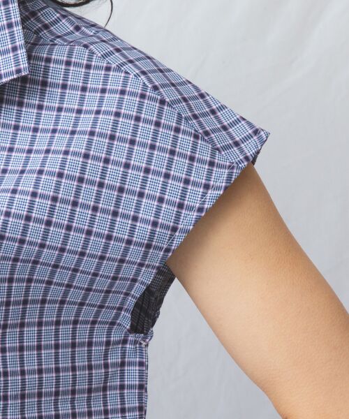 NARACAMICIE / ナラカミーチェ シャツ・ブラウス | 【NARACAMICIE】チェックスタンドカラー比翼シャツ | 詳細13