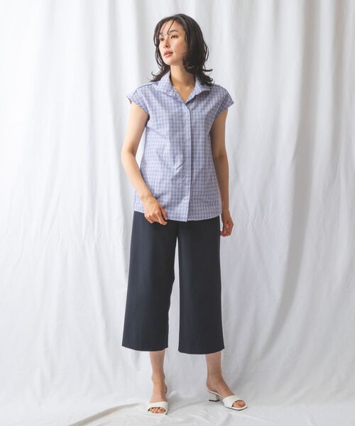 NARACAMICIE / ナラカミーチェ シャツ・ブラウス | 【NARACAMICIE】チェックスタンドカラー比翼シャツ | 詳細5
