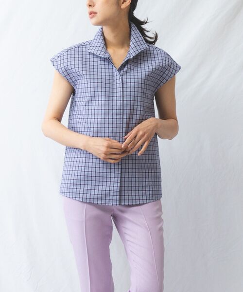 NARACAMICIE / ナラカミーチェ シャツ・ブラウス | 【NARACAMICIE】チェックスタンドカラー比翼シャツ | 詳細6