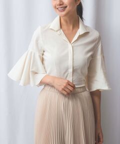 NARACAMICIE / ナラカミーチェ シャツ・ブラウス | 【NARACAMICIE】コットンストレッチフレアスリーブブラウス