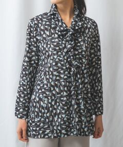 NARACAMICIE / ナラカミーチェ カットソー | 【NARACAMICIE】幾何プリント衿付きフリルチュニック