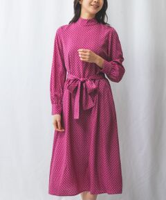 NARACAMICIE / ナラカミーチェ ロング・マキシ丈ワンピース | 【NARACAMICIE】幾何柄スタンドネックリボン付きOP