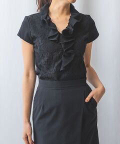 NARACAMICIE / ナラカミーチェ カットソー | 【NARACAMICIE】レースコンビフリル半袖カットソー