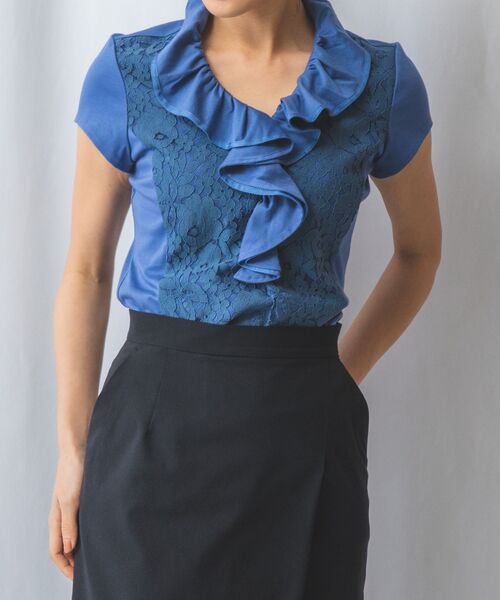 NARACAMICIE / ナラカミーチェ カットソー | 【NARACAMICIE】レースコンビフリル半袖カットソー | 詳細1