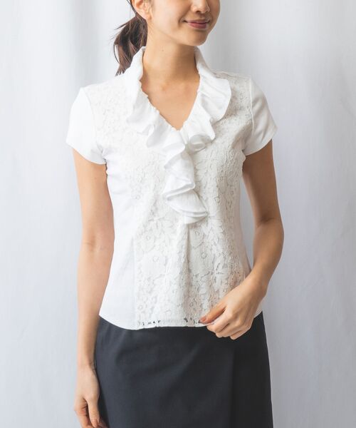 NARACAMICIE / ナラカミーチェ カットソー | 【NARACAMICIE】レースコンビフリル半袖カットソー | 詳細10