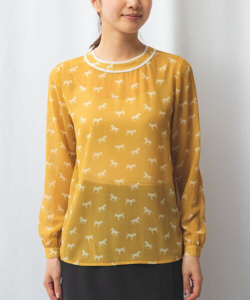 NARACAMICIE / ナラカミーチェ シャツ・ブラウス | 【NARACAMICIE】ホースプリント配色パイピング長袖ブラウス | 詳細14