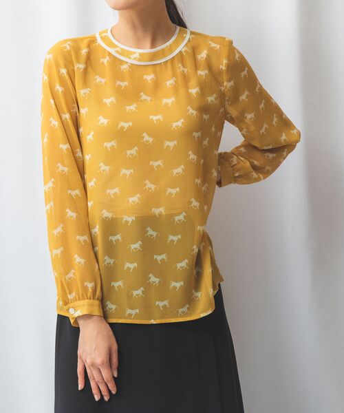 NARACAMICIE / ナラカミーチェ シャツ・ブラウス | 【NARACAMICIE】ホースプリント配色パイピング長袖ブラウス | 詳細15