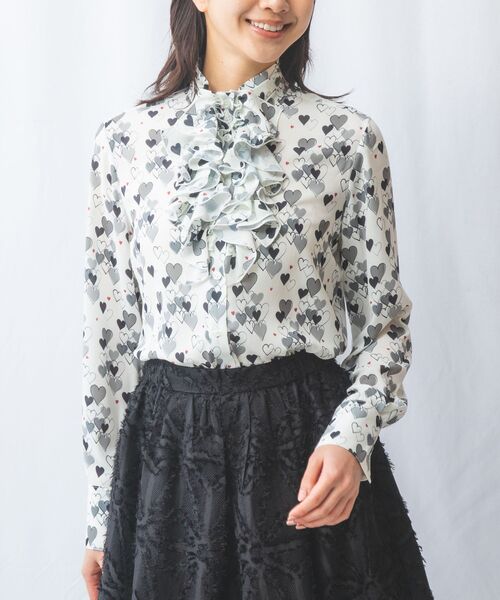 NARACAMICIE / ナラカミーチェ シャツ・ブラウス | 【NARACAMICIE】ハート柄長袖フリルブラウス | 詳細2