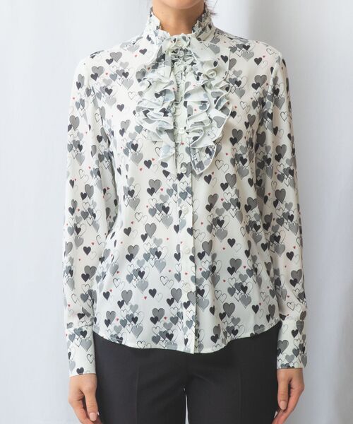 NARACAMICIE / ナラカミーチェ シャツ・ブラウス | 【NARACAMICIE】ハート柄長袖フリルブラウス | 詳細3