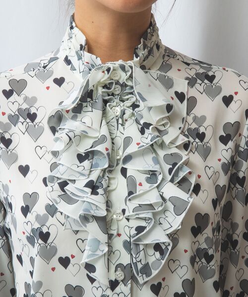NARACAMICIE / ナラカミーチェ シャツ・ブラウス | 【NARACAMICIE】ハート柄長袖フリルブラウス | 詳細4