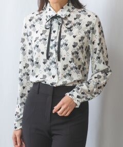 NARACAMICIE / ナラカミーチェ シャツ・ブラウス | 【NARACAMICIE】ハート柄リボン付き長袖ブラウス