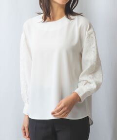【極美品25300円】ナラカミーチェ♦️秋冬✨プチレーススタンドカラー長袖シャツ プチレーススタンドカラー長袖シャツ | ナラカミーチェ
