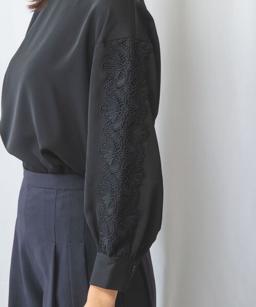 NARACAMICIE / ナラカミーチェ シャツ・ブラウス | 【NARACAMICIE】ドビークロス袖レース長袖プルオーバー | 詳細12