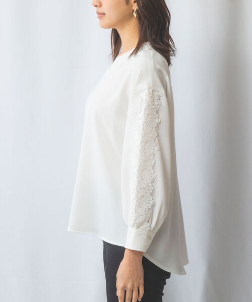 NARACAMICIE / ナラカミーチェ シャツ・ブラウス | 【NARACAMICIE】ドビークロス袖レース長袖プルオーバー | 詳細2