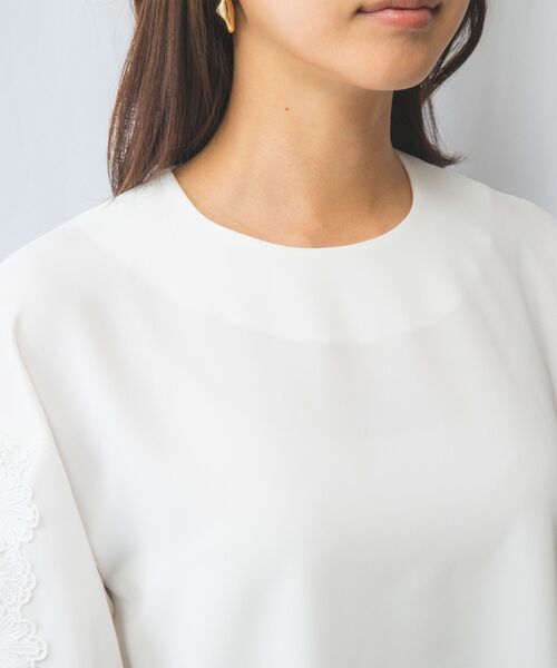 NARACAMICIE / ナラカミーチェ シャツ・ブラウス | 【NARACAMICIE】ドビークロス袖レース長袖プルオーバー | 詳細4