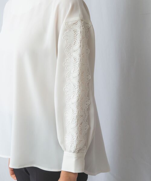 NARACAMICIE / ナラカミーチェ シャツ・ブラウス | 【NARACAMICIE】ドビークロス袖レース長袖プルオーバー | 詳細7