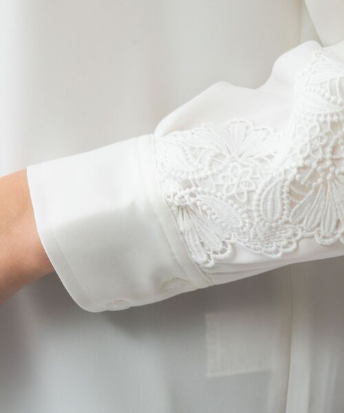 NARACAMICIE / ナラカミーチェ シャツ・ブラウス | 【NARACAMICIE】ドビークロス袖レース長袖プルオーバー | 詳細9