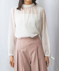 NARACAMICIE / ナラカミーチェ シャツ・ブラウス | 【NARACAMICIE】ジャガード袖口リボン長袖プルオーバー