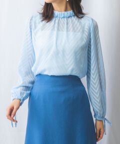 NARACAMICIE / ナラカミーチェ シャツ・ブラウス | 【NARACAMICIE】ジャガード袖口リボン長袖プルオーバー